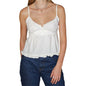 Womens Spaghetti Strap Patchwork Crop Top - N Y2k Shirts White Medium - top