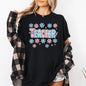 Teacher Checkered Retro Floral Back To School First Day Of School Cute Coquette Appreciation Comfort Colors Tee - Black - T-Shirt