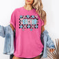 Teacher Checkered Retro Floral Back To School First Day Of School Cute Coquette Appreciation Comfort Colors Tee - Crunchberry Bright Pink - T-Shirt