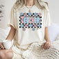 Teacher Checkered Retro Floral Back To School First Day Of School Cute Coquette Appreciation Comfort Colors Tee - Ivory Cream - T-Shirt