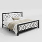 King Black Metal Platform Bed Frame with Circle Medallion Headboard Footboard - - Bedroom > Bed Frames > Metal Beds