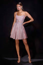 Ladivine KV1152 Fit and Flare Glitter Shimmer Homecoming Dress - Rose - Dresses