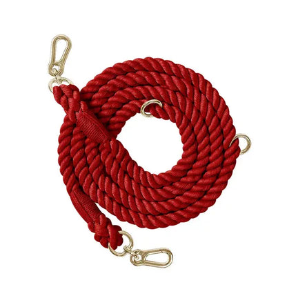 Braided Cotton Rope Dog Leash dark red Small