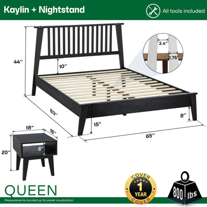 Kaylin Solid Wood Bed Frame - - Bed Frame