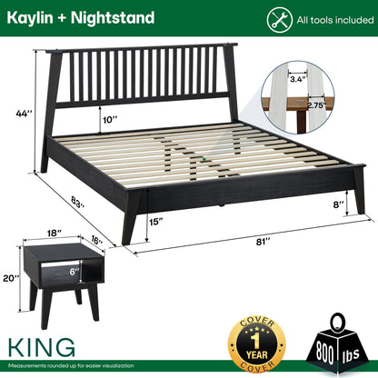 Kaylin Solid Wood Bed Frame - - Bed Frame