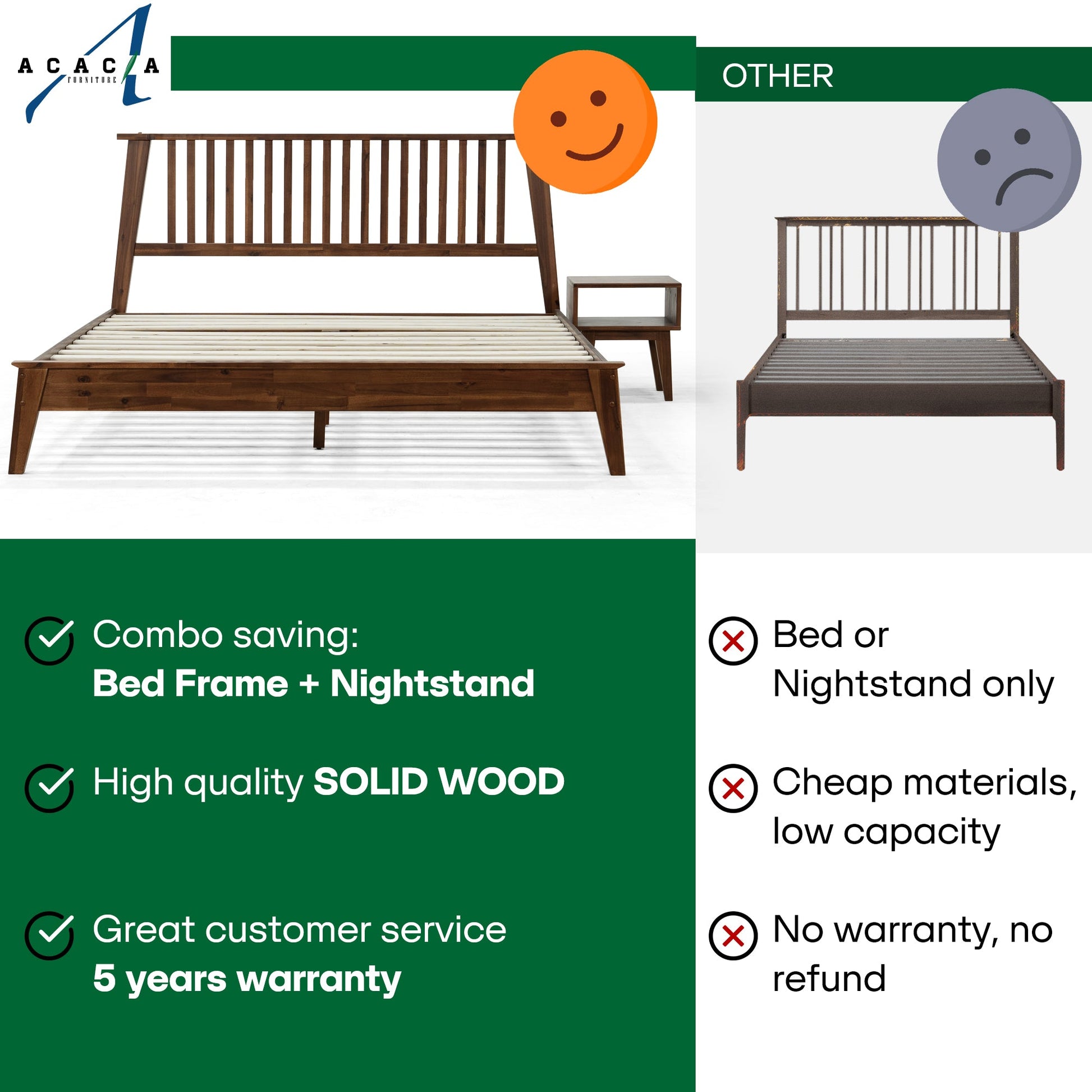 Kaylin Solid Wood Bed Frame - - Bed Frame