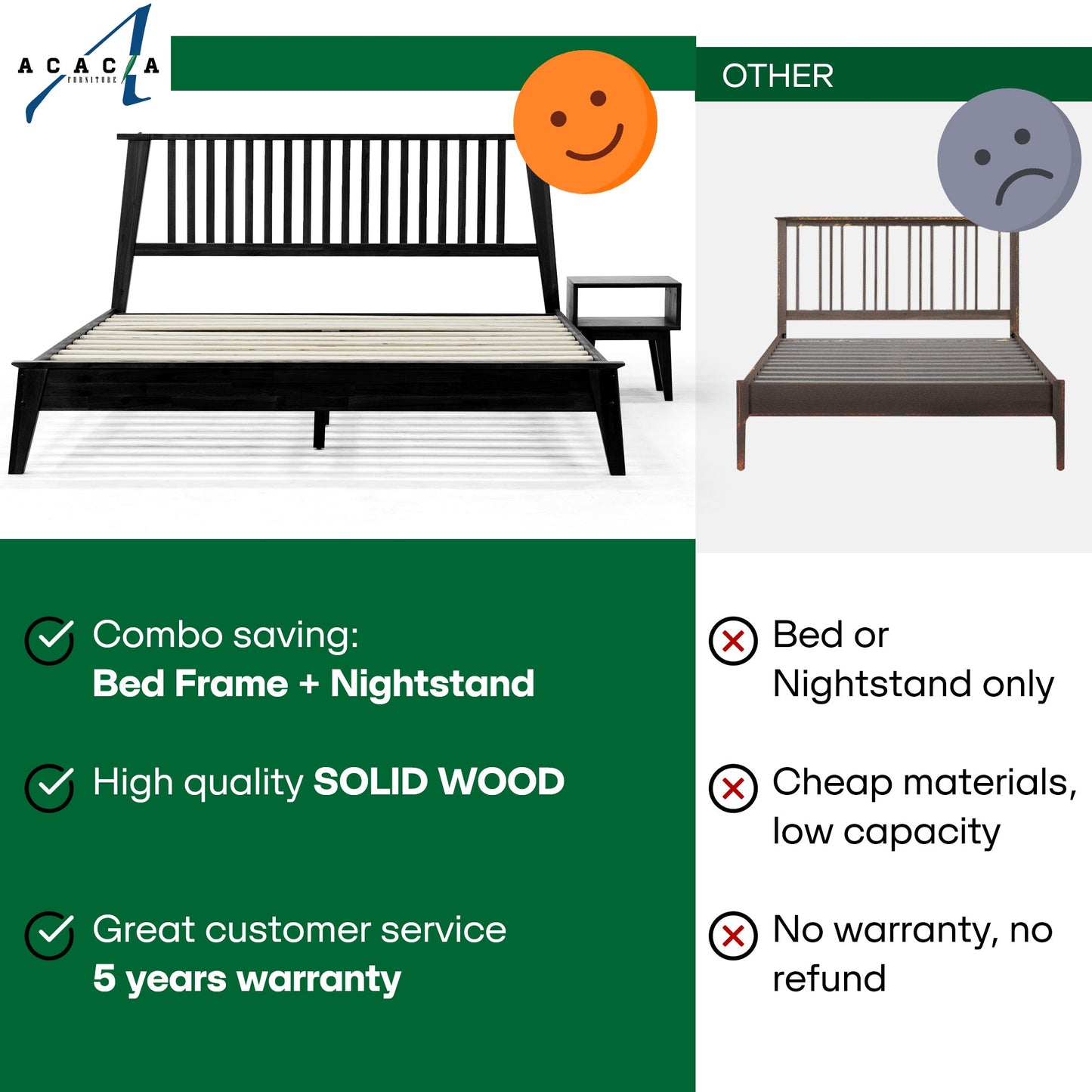 Kaylin Solid Wood Bed Frame - - Bed Frame