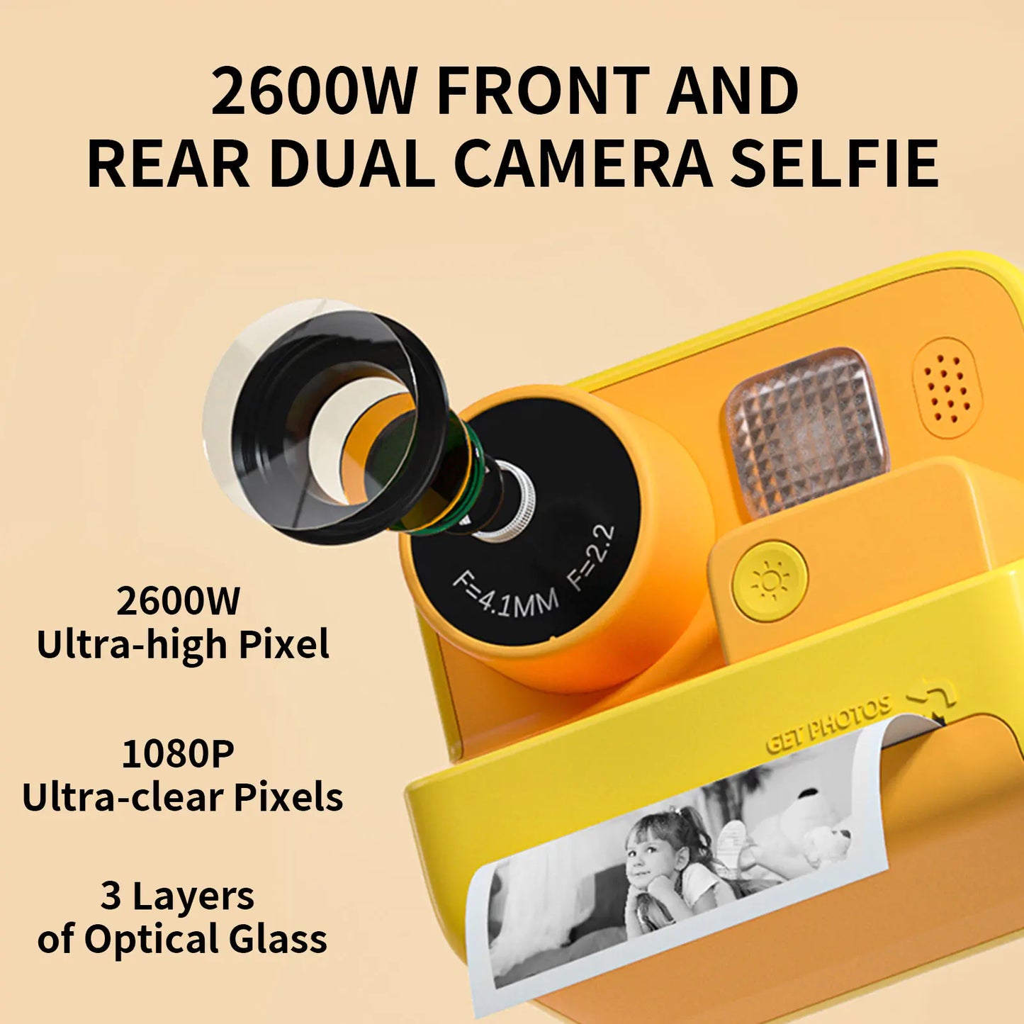 Children's HD 1080p Instant Camera with Printing Paper - Kia Day Design