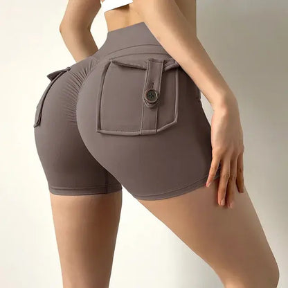 Women-s High-Waist Sport Shorts Light Brown Small