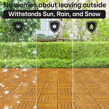 Solid Wood Deck Tiles 6 Slat Set 9 - - Deck Tiles