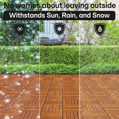Solid Wood Deck Tiles 6 Slat Set 9 - - Deck Tiles