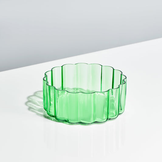 Green Fluted Glass Bowls Set of 2 - - Bowl