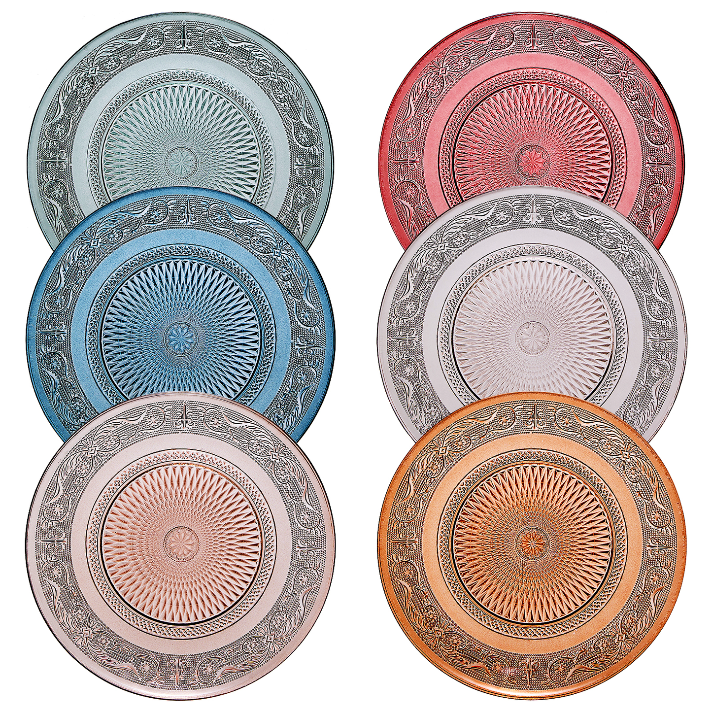 Tonal Vintage Glass Plate, Set of 6 - - Plate