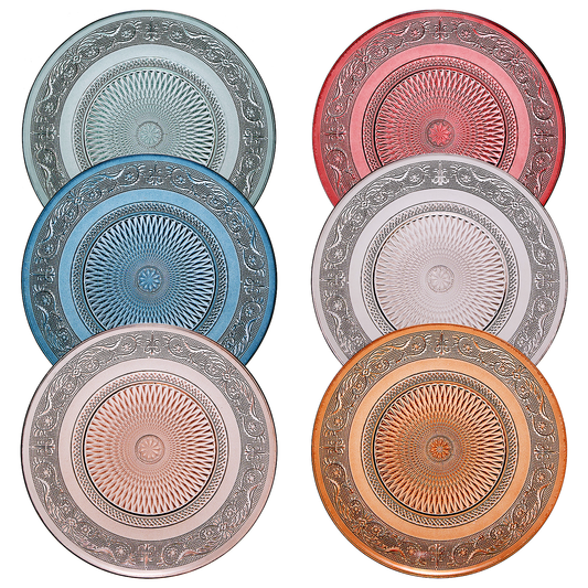 Tonal Vintage Glass Plate, Set of 6 - - Plate