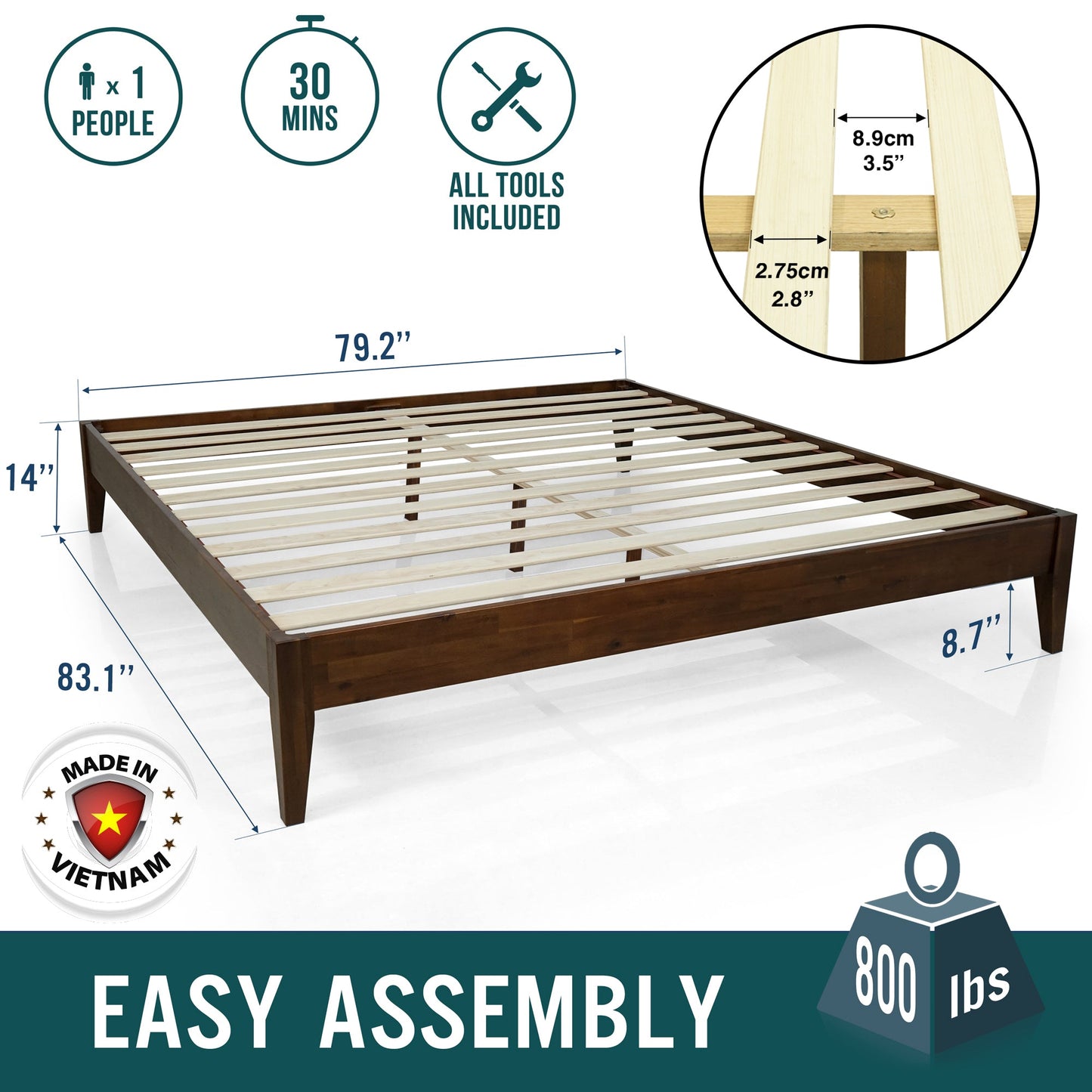 Mervyn Solid Wood Bed Frame - - Bed Frame