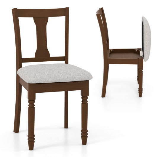 Set of 2 Kitchen Dining Chair with Linen Fabric and Storage Space-Brown - - Home & Garden