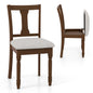 Set of 2 Kitchen Dining Chair with Linen Fabric and Storage Space-Brown - - Home & Garden