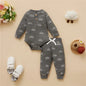 Newborn Baby Bodysuits + Elastic Pants grey white 9M