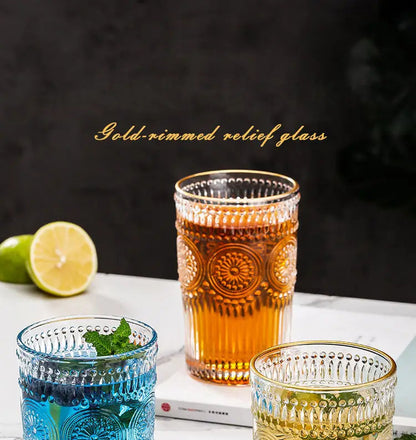 Embossed Sunflower Glass Mug - Scandinavian Style Drinkware Kia Day Design