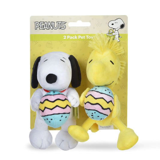 Peanuts for Pets Easter 6" Snoopy & Woodstock Spring AST Plush Squeaker Toy 2PC | Peanuts Dog Toys Snoopy & Woodstock with Easter Eggs| Easter Dog Gifts | Snoopy Toys for Dogs Kia Day Design