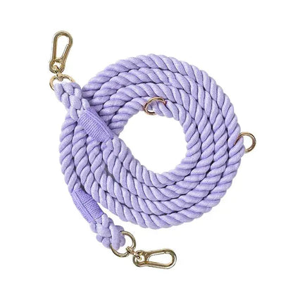 Braided Cotton Rope Dog Leash Light Purple Large