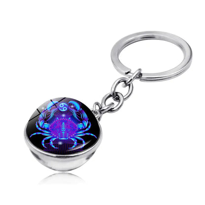 Zodiac Gemstone Double-Sided Glass Keychain - Cancer - keychain