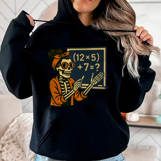 67 Teacher Halloween Skeleton Six Seven Meme Brainrot Math T-Shirt - Halloween Unisex T-Shirt/Hoodie - NGHL00 - Hoodie -