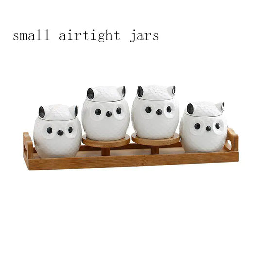 Owl Ceramic Kitchen Spice Box Set - C - organizer
