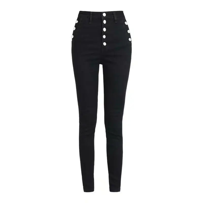 High Waist Button Down Thick Jeans for Women - Kia Day Design