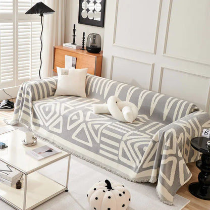 Cat-Proof Chenille Sofa Cover - Bohemian sofa towel-Gray 30 180*130 - Sofa blanket