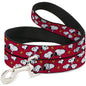 Peanuts Worldwide LLC Pet Leash Dog Leash Peanuts Snoopy and Woodstock Poses Scattered Red 6 Feet Long 1.0 Inch Wide Kia Day Design
