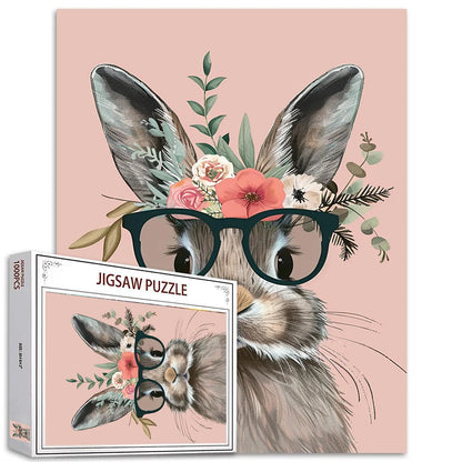 Rabbit 1000 Piece Bunny Sunglasses Painting Jigsaw Puzzle - Animal-08 27" x 20" - puzzle