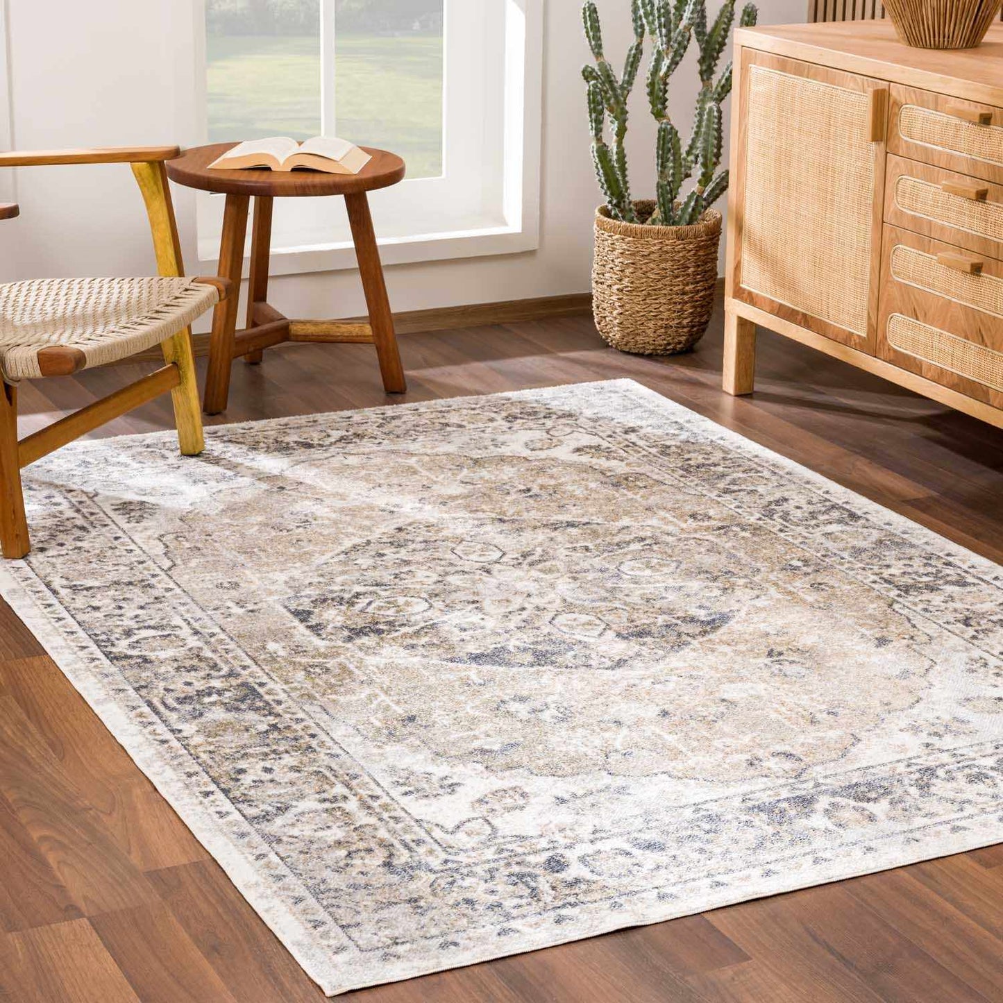 Rudo Beige Washable Area Rug - - Rugs