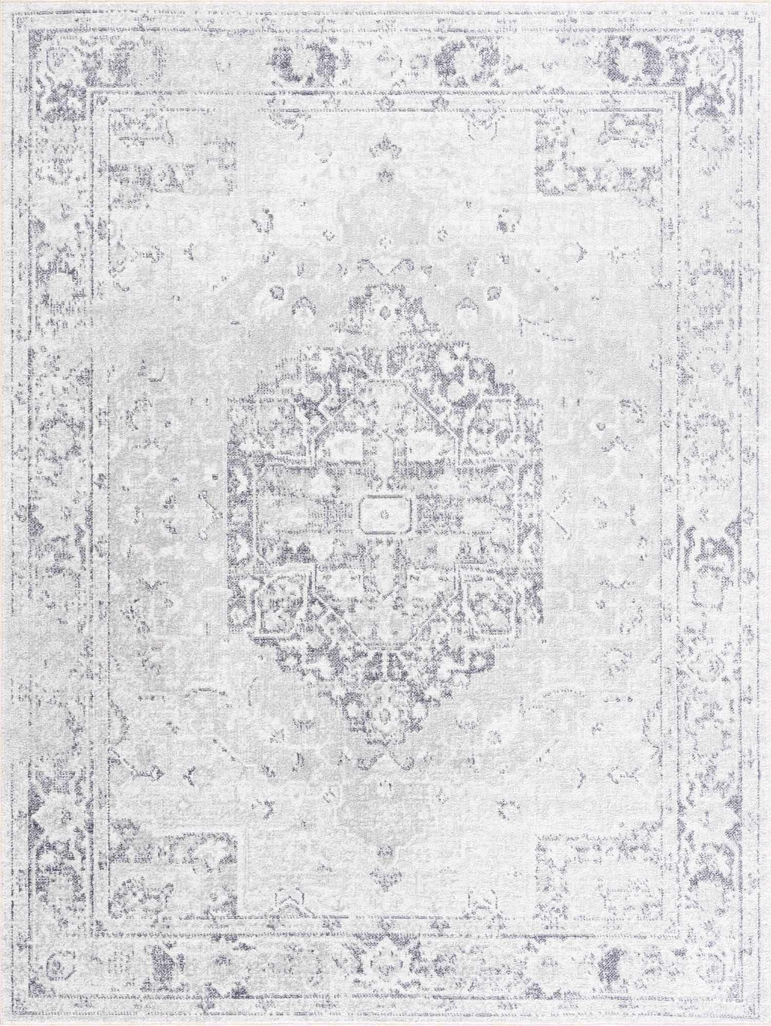 Akram Cream & Antrasit Washable Area Rug - - Rugs