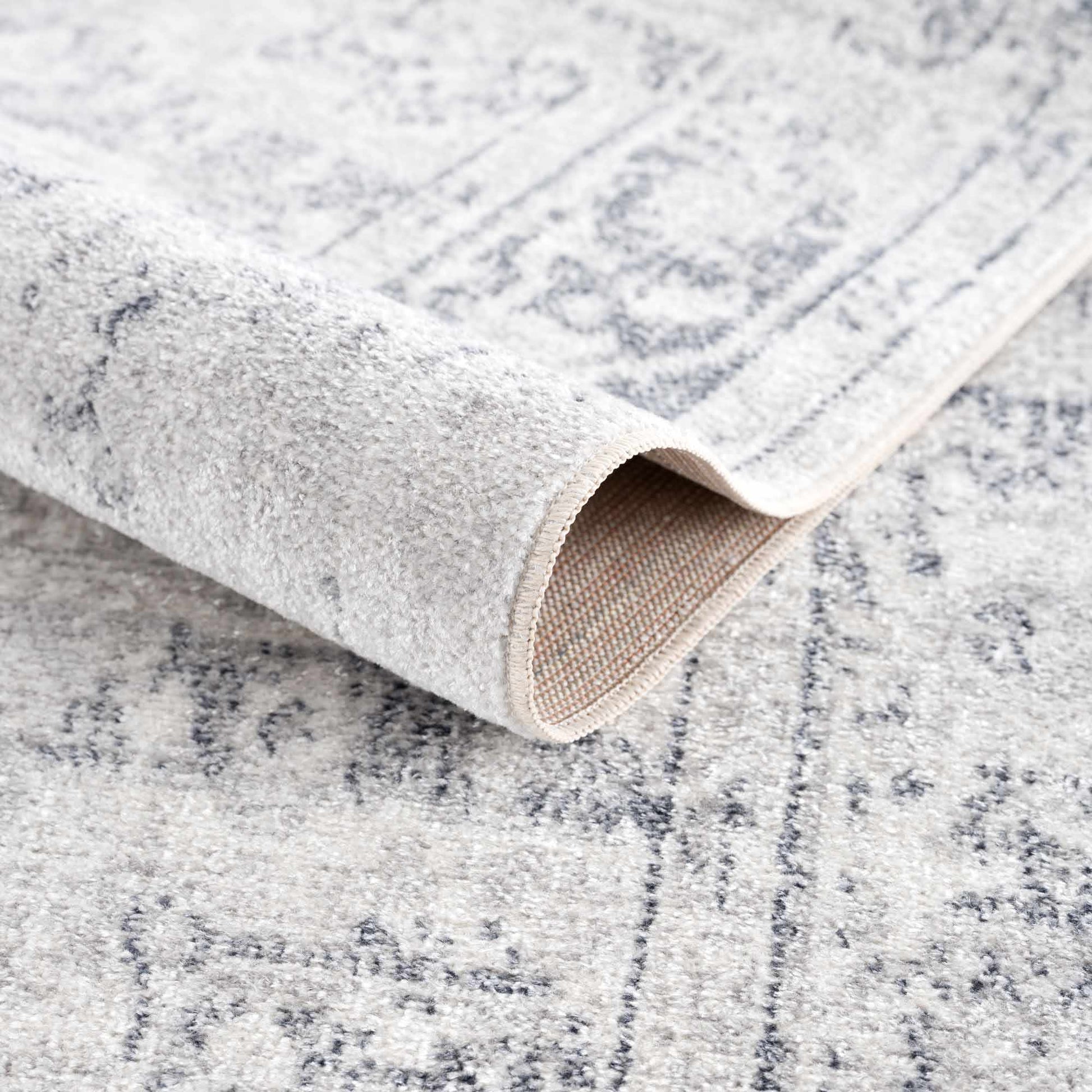 Akram Cream & Antrasit Washable Area Rug - - Rugs