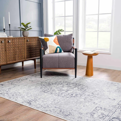 Akram Cream & Antrasit Washable Area Rug - - Rugs