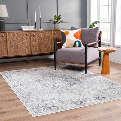 Akram Cream & Antrasit Washable Area Rug - - Rugs