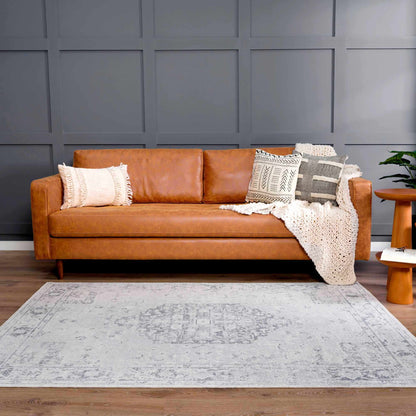 Akram Cream & Antrasit Washable Area Rug - - Rugs