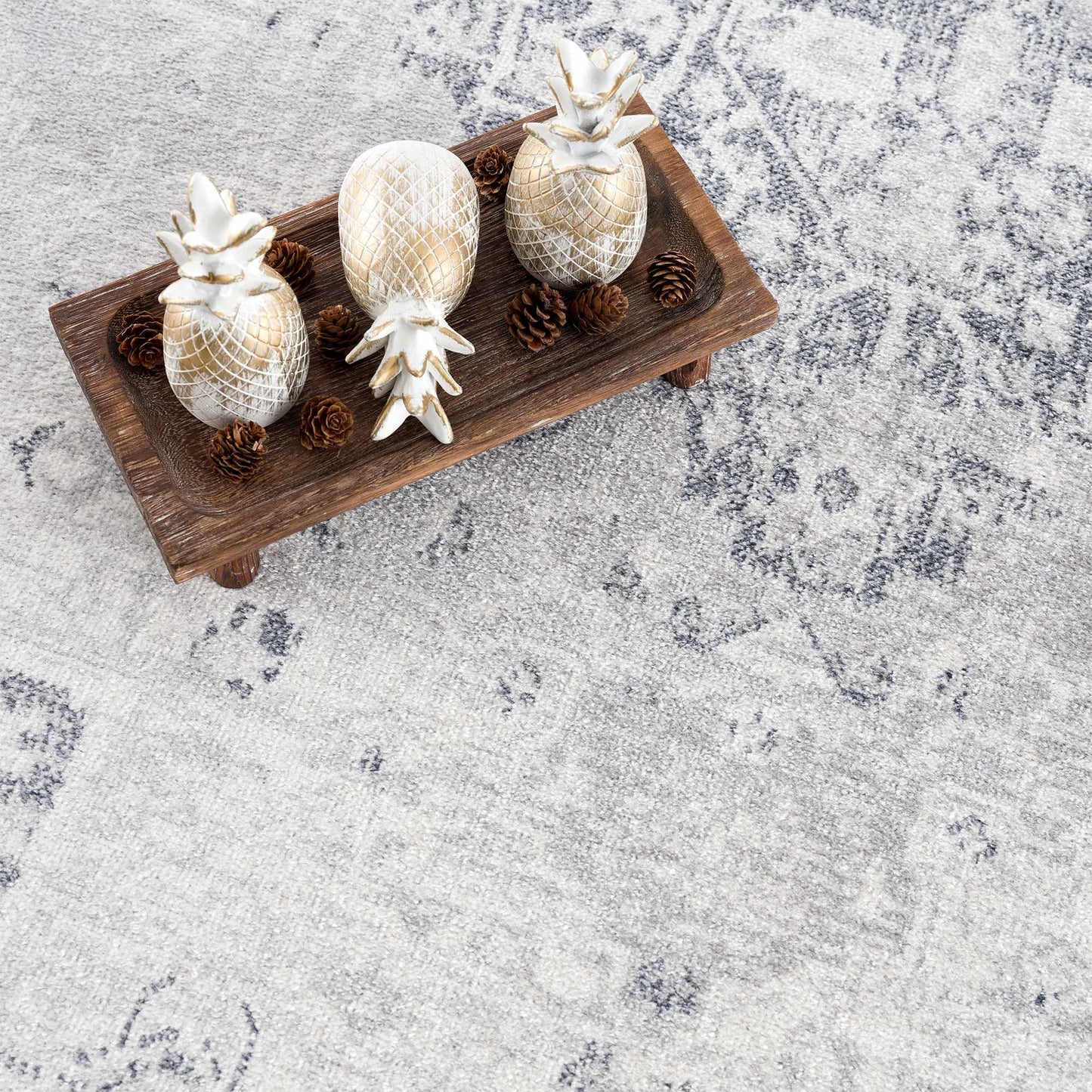 Akram Cream & Antrasit Washable Area Rug - - Rugs