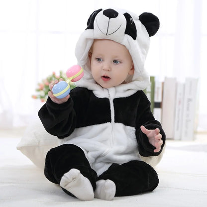 Cartoon Flannel Baby Rompers Panda