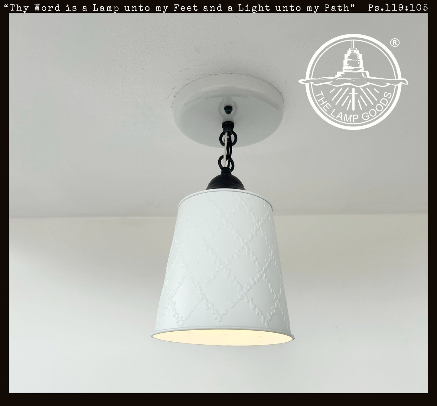 Embossed White Tin Ceiling Light - - Farmhouse Lighting