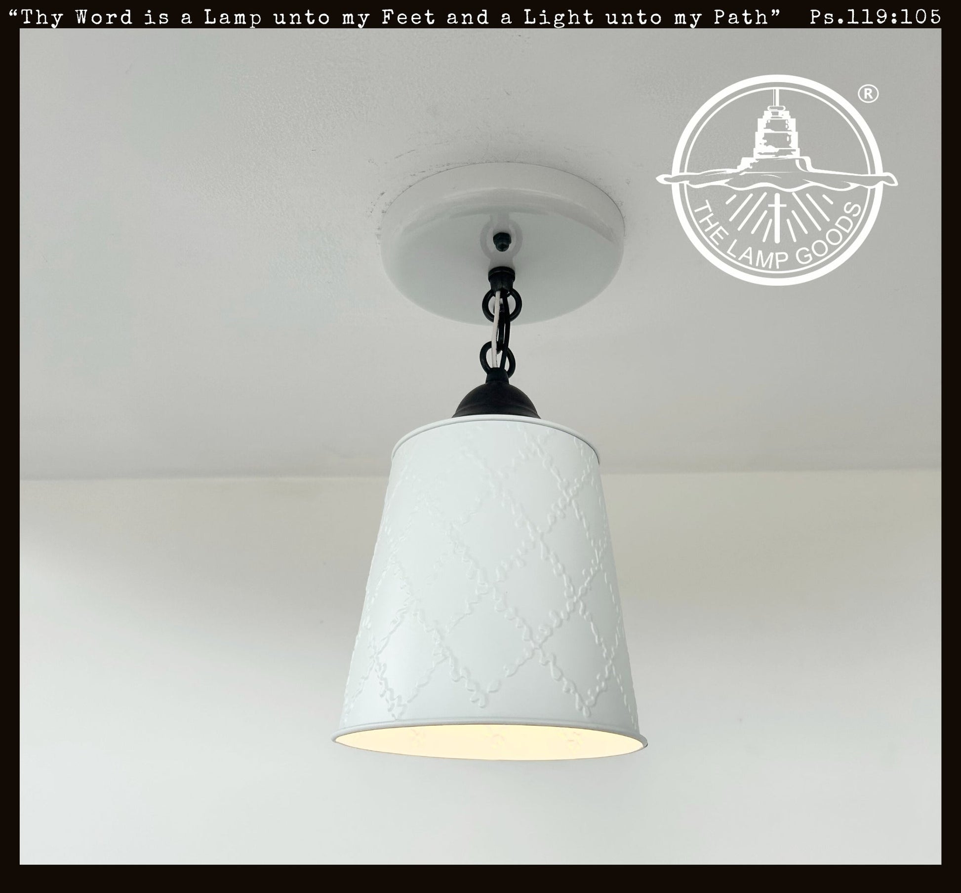 Embossed White Tin Ceiling Light - - Farmhouse Lighting