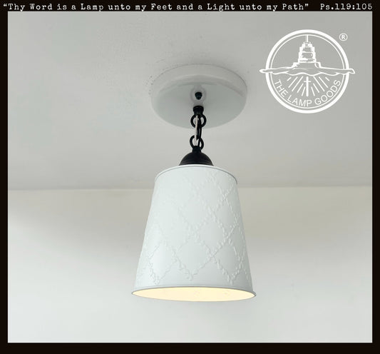 Embossed White Tin Ceiling Light - - Farmhouse Lighting