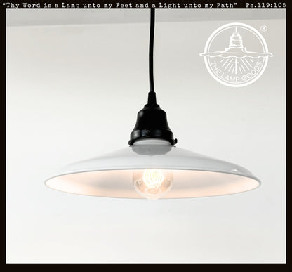 White Enamel Barn Pendant Light – Farmhouse Industrial Ceiling Fixture - - Farmhouse Lighting