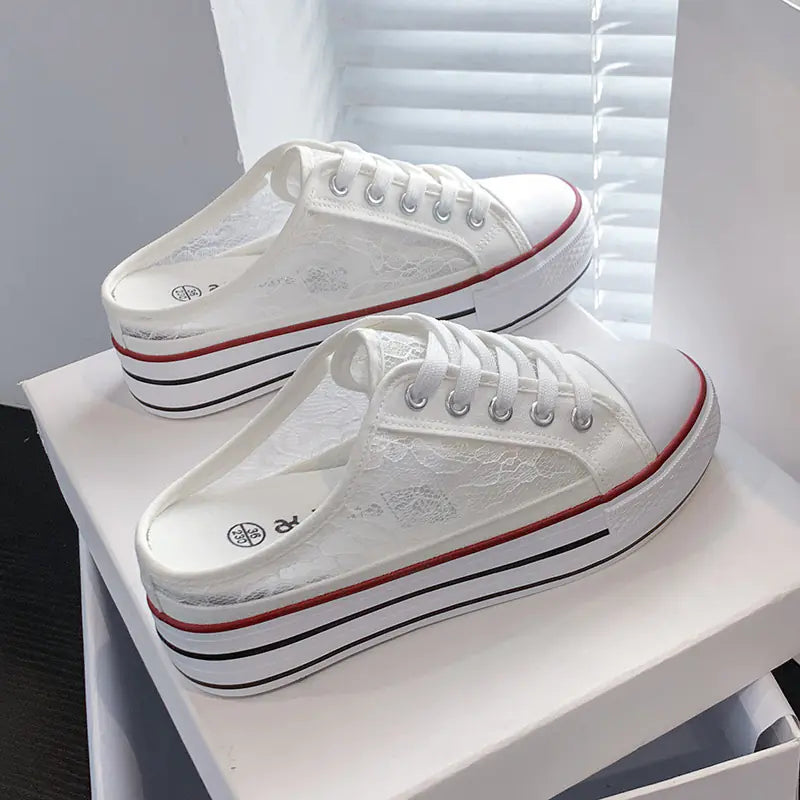 Women's Thick-Soled Breathable Canvas Sneakers - Kia Day Design