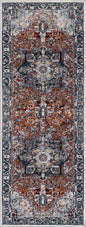 Cabacungan Blue & Rust Washable Area Rug - 2'7" x 7'3" Runner - Rugs
