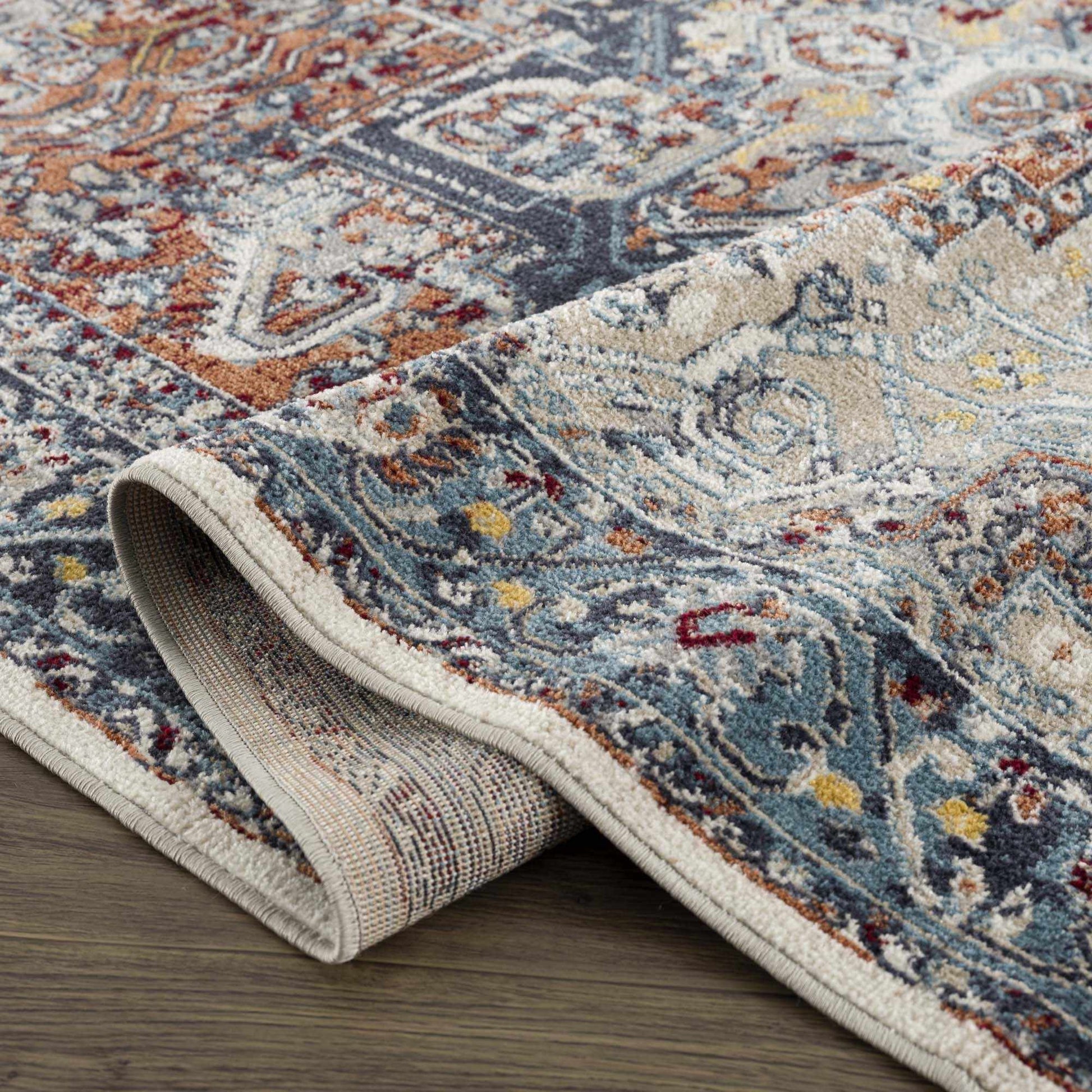 Cabacungan Blue & Rust Washable Area Rug - - Rugs