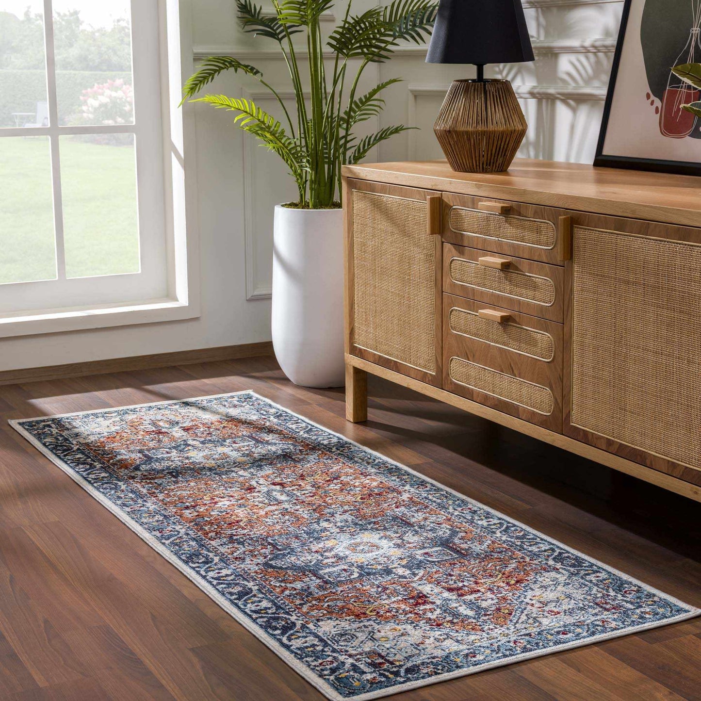 Cabacungan Blue & Rust Washable Area Rug - - Rugs