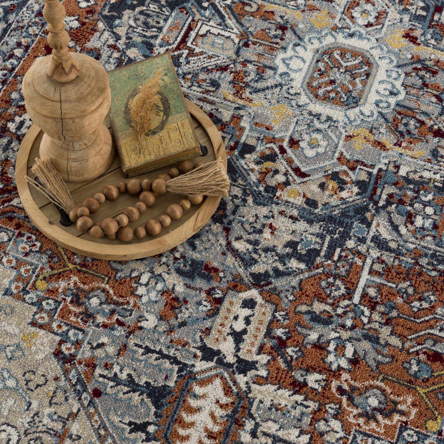 Cabacungan Blue & Rust Washable Area Rug - - Rugs