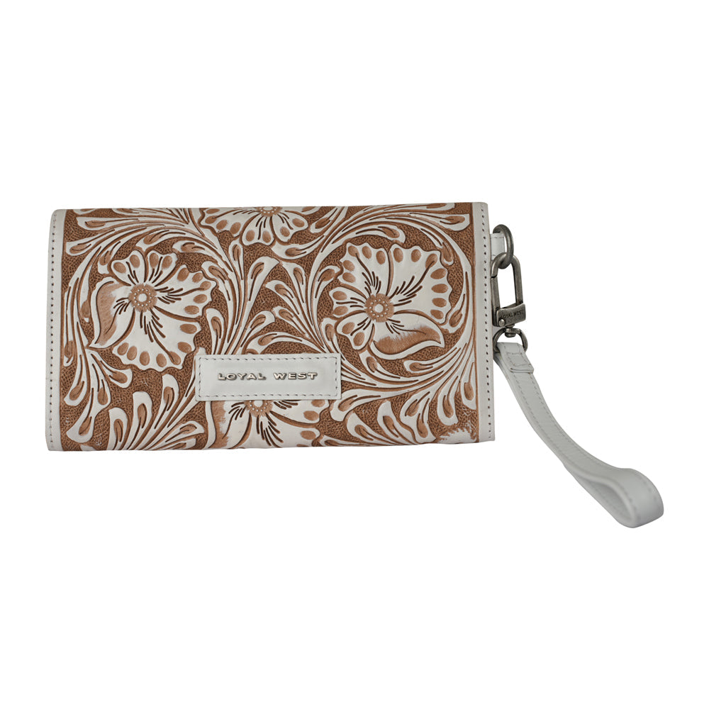 Handtooled Drover Wallet - Ivory Dust- Myra USA- {{Product type}}